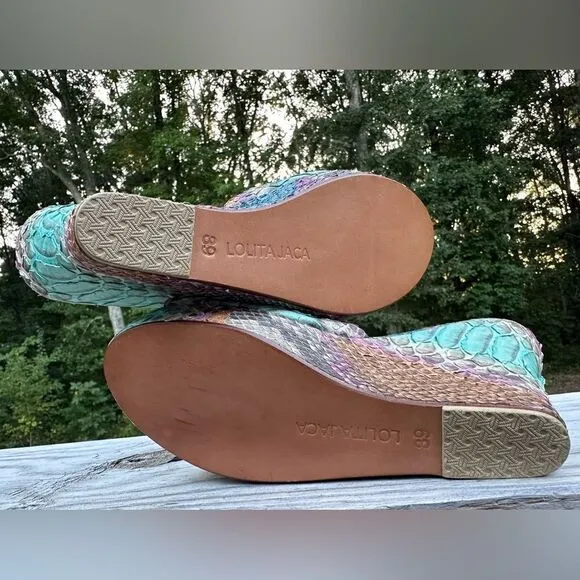 Lolita Jaca Python Wedge Sandals - Unparalleled Exotic LuxurySize 8 (39 EU) NWT