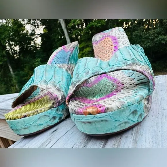 Lolita Jaca Python Wedge Sandals - Unparalleled Exotic LuxurySize 8 (39 EU) NWT