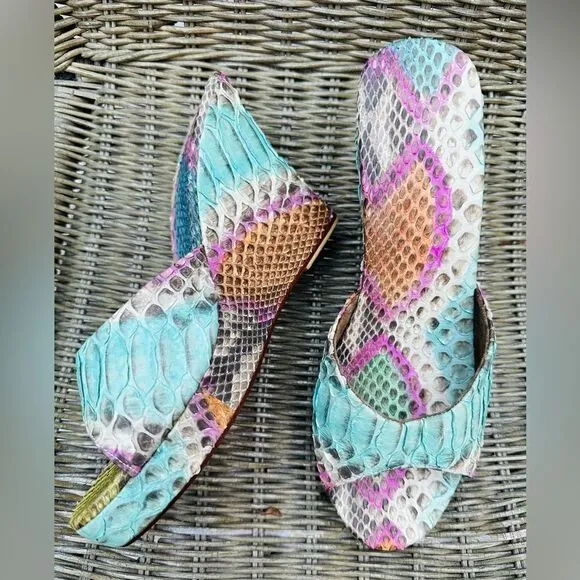 Lolita Jaca Python Wedge Sandals - Unparalleled Exotic LuxurySize 8 (39 EU) NWT
