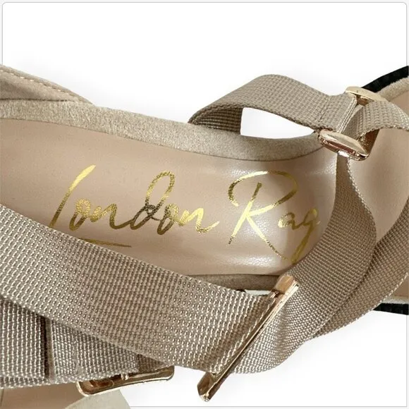 London Rag Fresh Daisy Harness Straps Platform High Heels Sandals Latte NEW 8.5