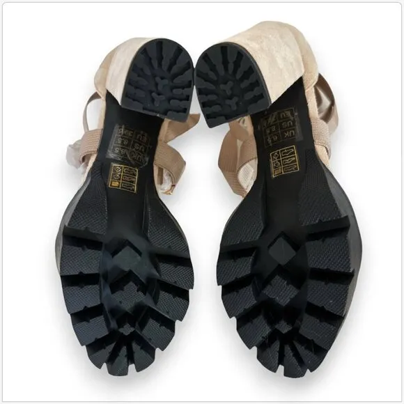 London Rag Fresh Daisy Harness Straps Platform High Heels Sandals Latte NEW 8.5