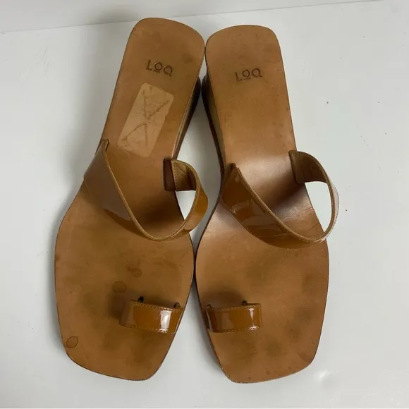 LOQ Women’s US‎ 9.5 EU 40 Wedge Sandals Cadiz Minimalistic Neutral Brown
