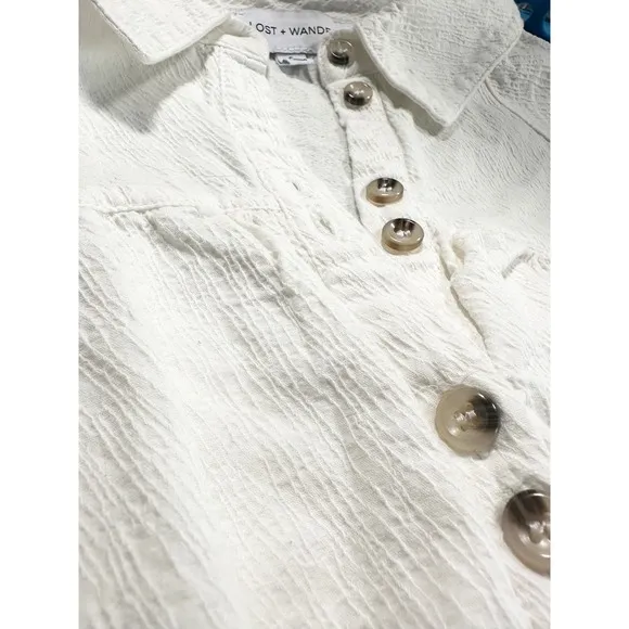 Lost   Wander Deborah Mini. Shirt Dress White Cotton Size S