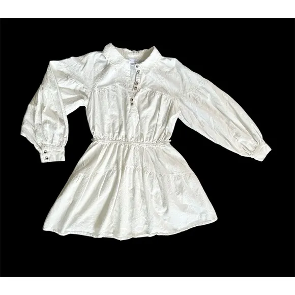 Lost   Wander Deborah Mini. Shirt Dress White Cotton Size S