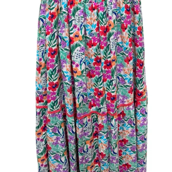 Lost   Wander Floral Smocked Tiered Maxi Garden Party Dress 20/22/24 Plus 3X
