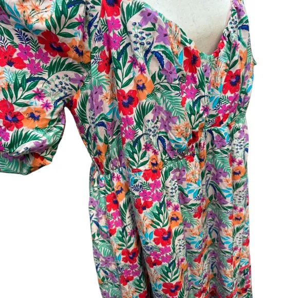 Lost   Wander Floral Smocked Tiered Maxi Garden Party Dress 20/22/24 Plus 3X
