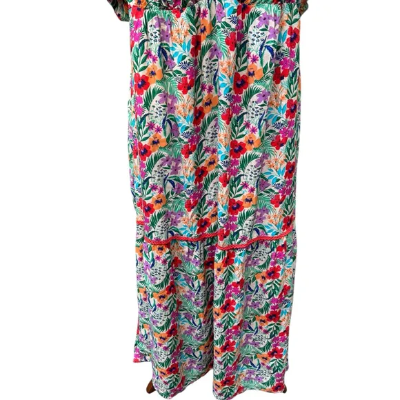 Lost   Wander Floral Smocked Tiered Maxi Garden Party Dress 20/22/24 Plus 3X