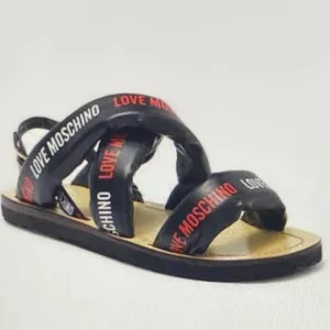 LOVE MOSCHINO. Love Moschino Sandal in Nappa Nero. Size 6,5 (37) Genuine Leather