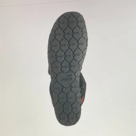 LOVE MOSCHINO. Love Moschino Sandal in Nappa Nero. Size 6,5 (37) Genuine Leather