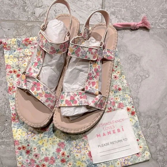 LoveShackFancy x Manebi Espadrille Hiking Sandals in Fruit Punch, Size 38 NEW