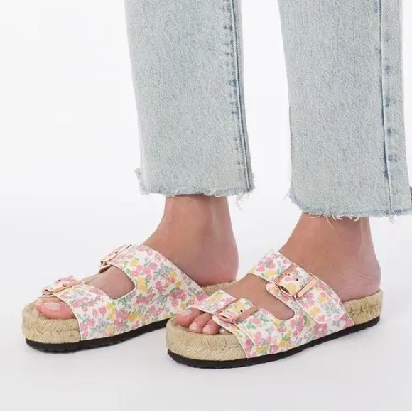 LoveShackFancy x Manebi Nordic suede braided sandals in fruit punch