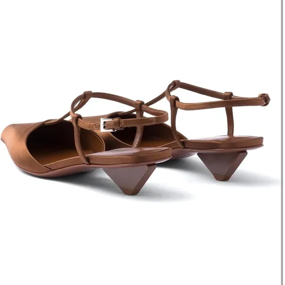 Low Buckle Heeled Sandal Ankle Strap Fashion Satin Pointed toe Sliangback Pumps
