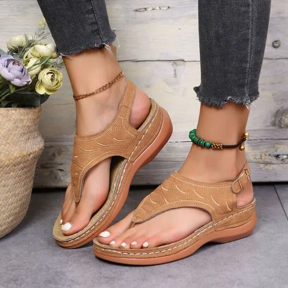 Low-Wedge Women Orthopedic Sandals Casual Flat Shoes Flip Flops Ladies A…