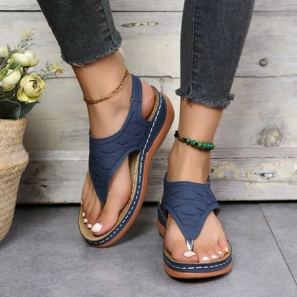 Low-Wedge Women Orthopedic Sandals Casual Flat Shoes Flip Flops Ladies A…