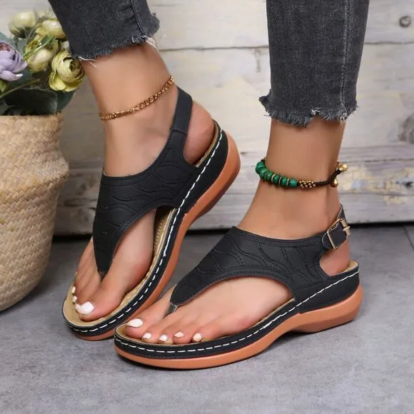 Low-Wedge Women Orthopedic Sandals Casual Flat Shoes Flip Flops Ladies A…