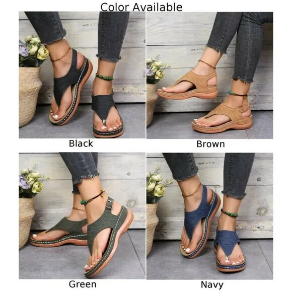 Low-Wedge Women Orthopedic Sandals Casual Flat Shoes Flip Flops Ladies A…