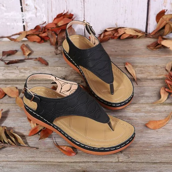 Low-Wedge Women Orthopedic Sandals Casual Flat Shoes Flip Flops Ladies A…