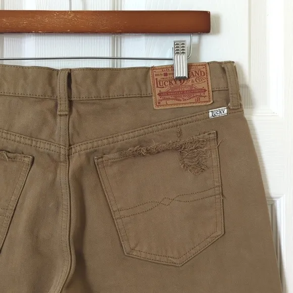 Lucky Brand Distressed Mid Rise Cut Off Button Fly Boyfriend Shorts Brown 4/27