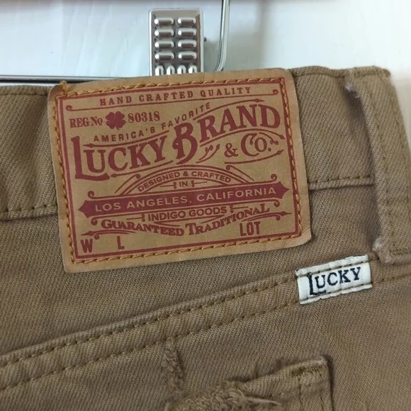 Lucky Brand Distressed Mid Rise Cut Off Button Fly Boyfriend Shorts Brown 4/27