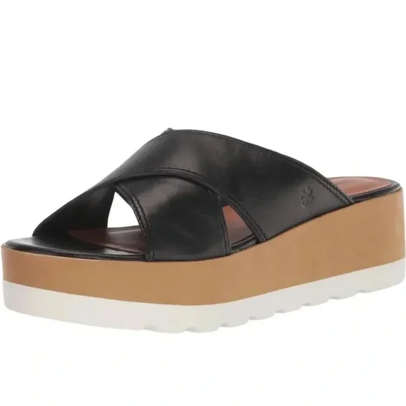 LUCKY BRANDVEBONY LEATHER PADDED INSOLE PLATFORM SANDALS