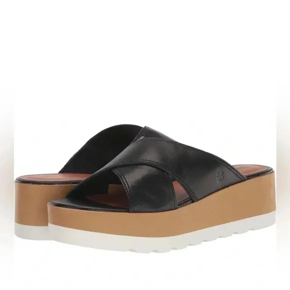 LUCKY BRANDVEBONY LEATHER PADDED INSOLE PLATFORM SANDALS