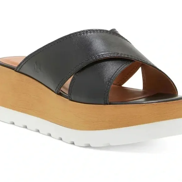 LUCKY BRANDVEBONY LEATHER PADDED INSOLE PLATFORM SANDALS