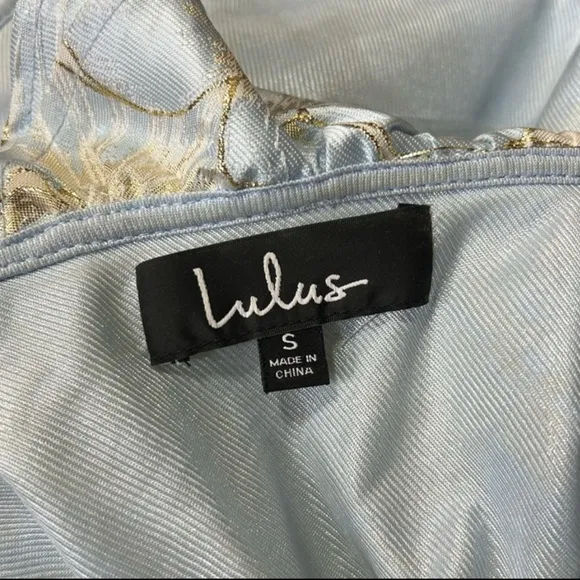 Lulu’s Well To Do Baby Blue Jacquard Floral Print Mini Dress Size Small