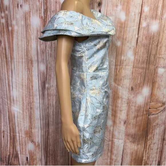 Lulu’s Well To Do Baby Blue Jacquard Floral Print Mini Dress Size Small