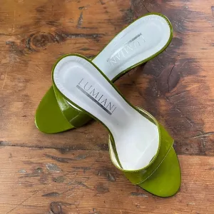 Lumiani Green Patent Leather Slide Sandals 7