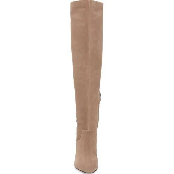 Lust For Life California Taupe Leather Stiletto Heel Almond Toe Over Knee Boots