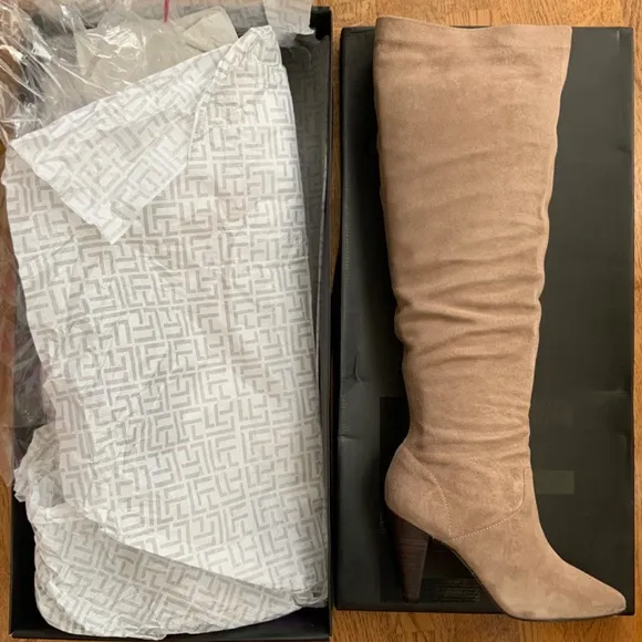 Lust For Life California Taupe Leather Stiletto Heel Almond Toe Over Knee Boots