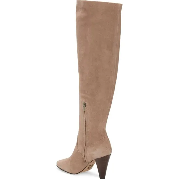Lust For Life California Taupe Leather Stiletto Heel Almond Toe Over Knee Boots