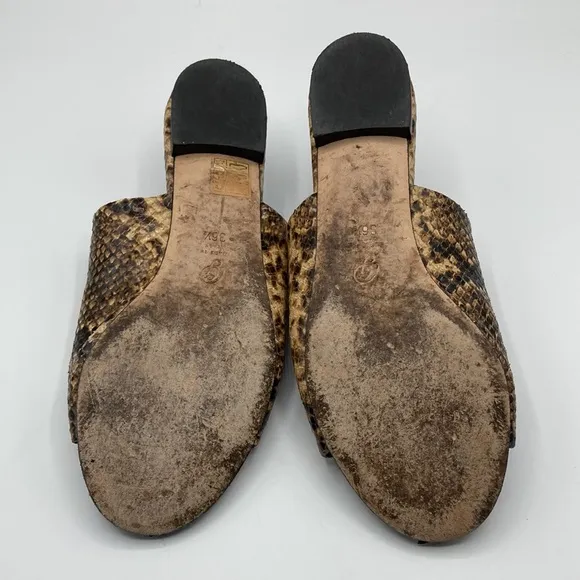 M. Gemi Snakeskin Print Slip On Open Toe Sandals Made In Italy Size 36 1…