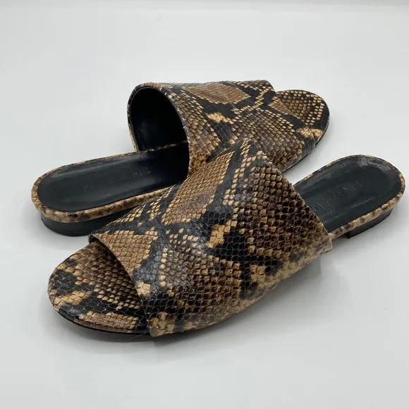 M. Gemi Snakeskin Print Slip On Open Toe Sandals Made In Italy Size 36 1…