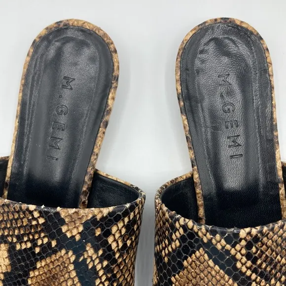 M. Gemi Snakeskin Print Slip On Open Toe Sandals Made In Italy Size 36 1…
