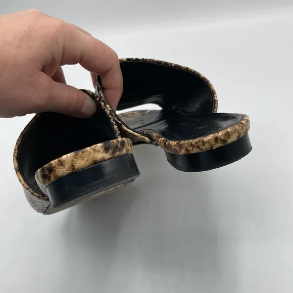 M. Gemi Snakeskin Print Slip On Open Toe Sandals Made In Italy Size 36 1…