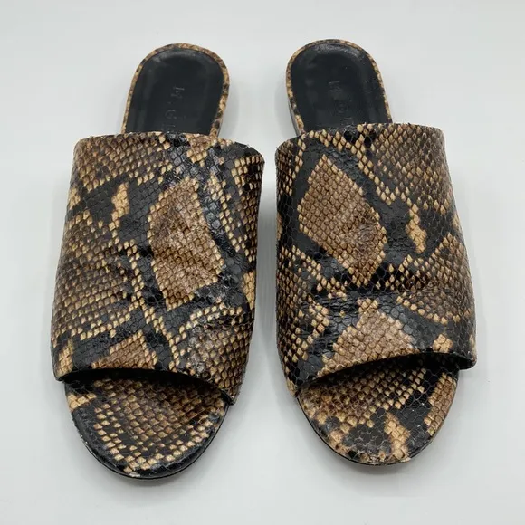M. Gemi Snakeskin Print Slip On Open Toe Sandals Made In Italy Size 36 1…