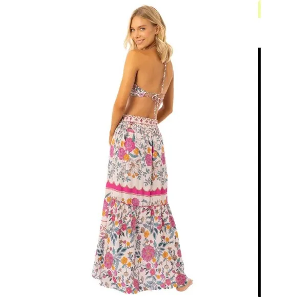 MAAJI Chloe Long Faux Wrap Floral Skirt Sz Lg New