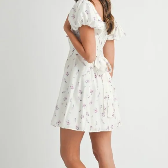 MABLE Floral Print Puff Sleeve Mini Dress