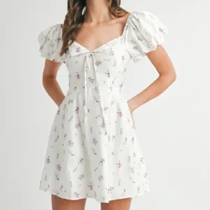MABLE Floral Print Puff Sleeve Mini Dress