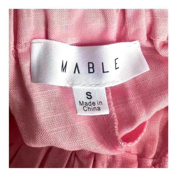 Mable Pink 2 Piece Shorts Top Set Linen Blend Ruffles New