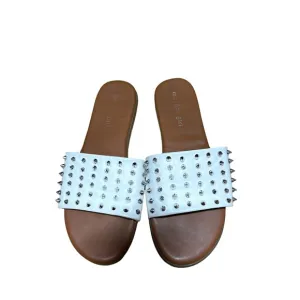 Madden Girl Sliver Spikes Slip On Sandals Size 8