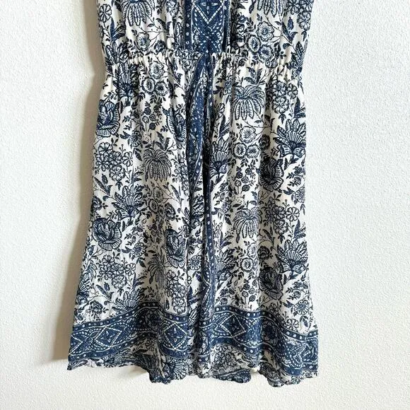 Madewell Blue White Floral Journey Silk Shirt Dress Women's XS