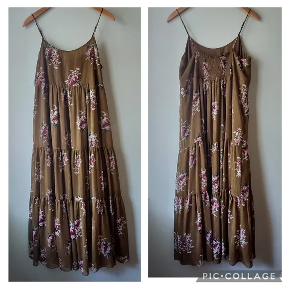 Madewell Cami Tiered Floral Midi Sleeveless Dress Size 10 #L3323 Slipdress