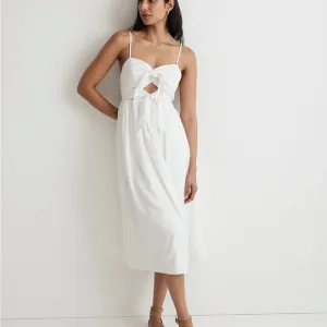 Madewell Double-Tie Cutout Sweetheart Midi Dress eyelet white