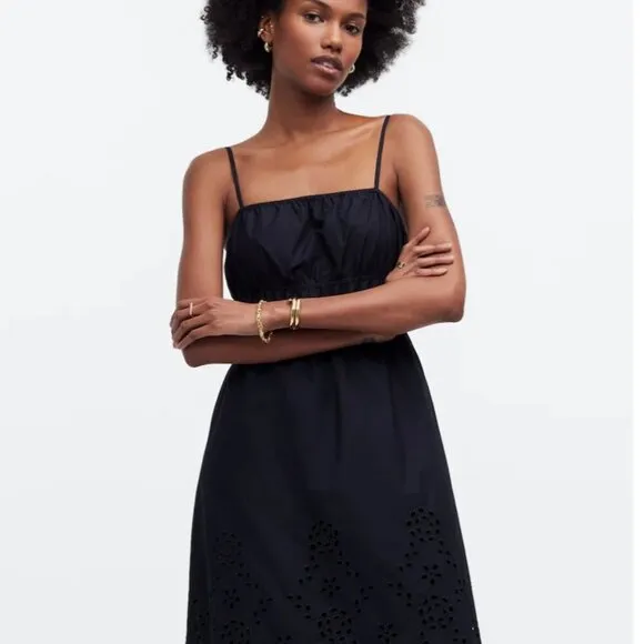 Madewell Embroidered Tank Midi Dress in Poplin NWT