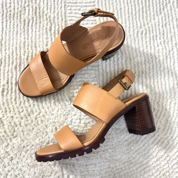 Madewell Kiera Lugsole Sandals Desert Camel Tan Leather Size 6.5
