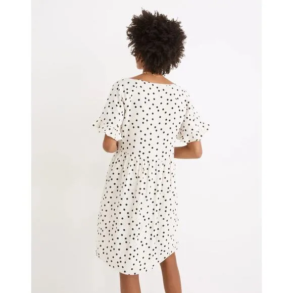 Madewell Lightspun Ruffle-Sleeve Babydoll Cotton Gauze V Neck Tunic Dress sz XS