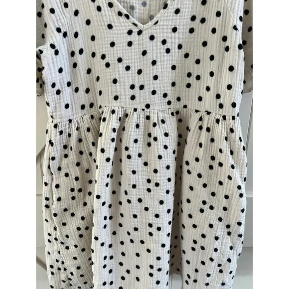 Madewell Lightspun Ruffle-Sleeve Babydoll Cotton Gauze V Neck Tunic Dress sz XS