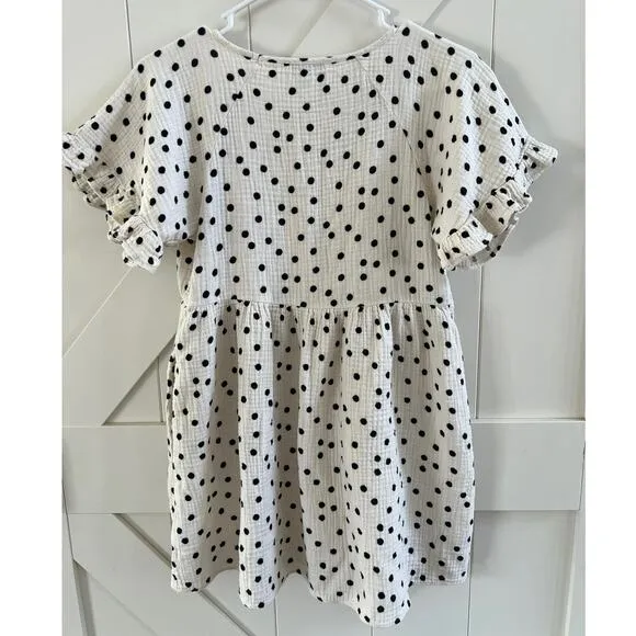 Madewell Lightspun Ruffle-Sleeve Babydoll Cotton Gauze V Neck Tunic Dress sz XS